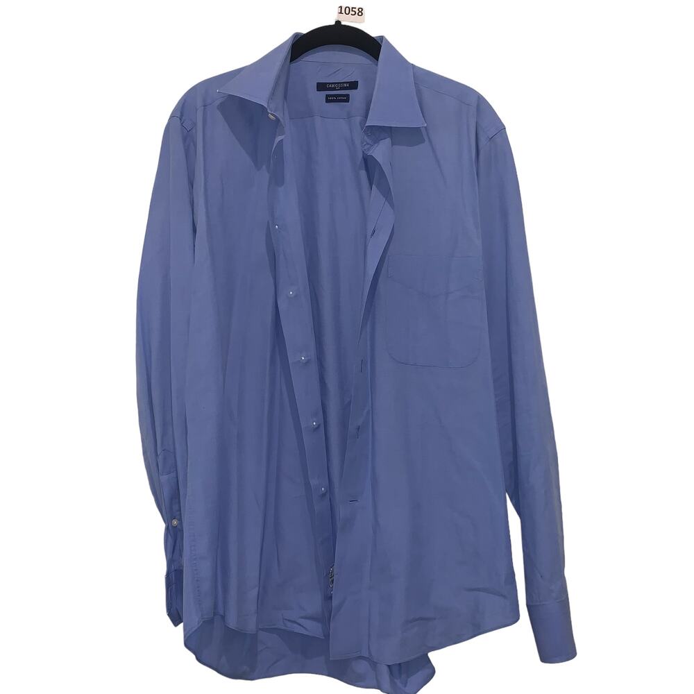Luxury Brand from Milan Italy - Camicissima, Men's Dress Shirt, L, Blue